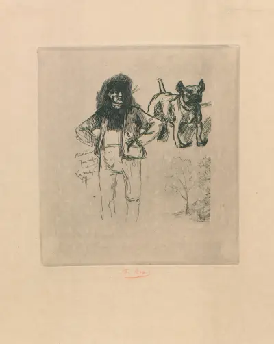 De hondenafrichter Tom Jenkins (Les compagnons de box) av Félicien Rops