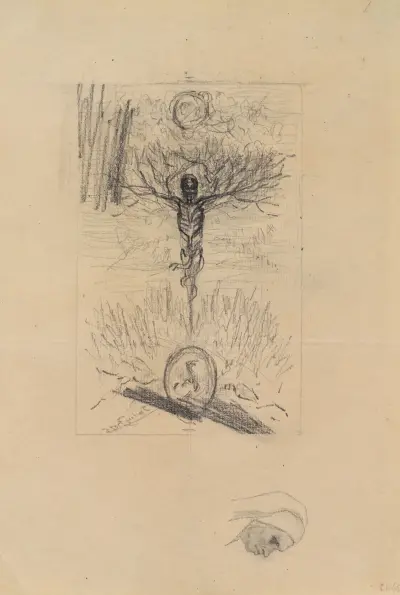 First Study for the Frontispiece of ‘Les Epaves’ by Charles Baudelaire av Félicien Rops