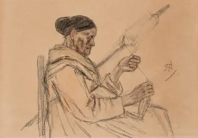 La vieille fileuse av Félicien Rops