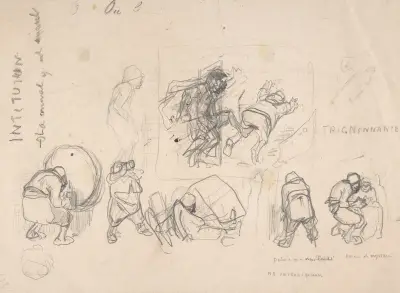 Blad med olika bönder av Félicien Rops