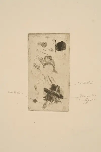 Study Plate with the Head of Punchinello av Félicien Rops