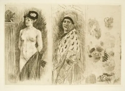 The Woman with a Skull and The Caretaker of Jacquemart av Félicien Rops