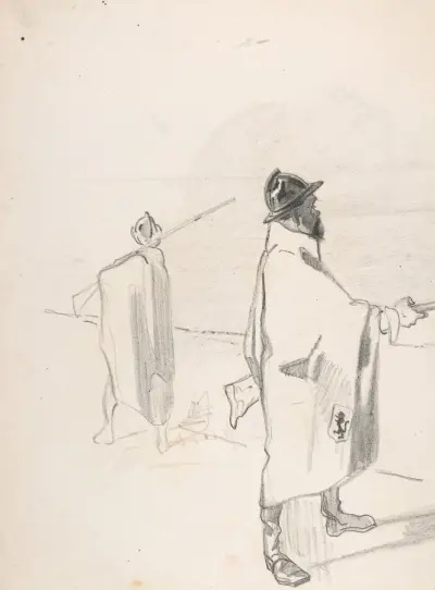 Two Belgian soldiers av Félicien Rops