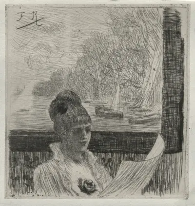 Ung kvinna av Félicien Rops
