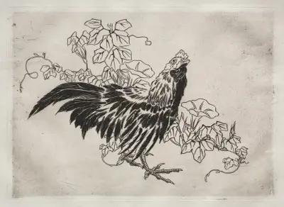 Dinner Service (Rousseau service); Rooster and morning glories (no. 25) av Félix Bracquemond