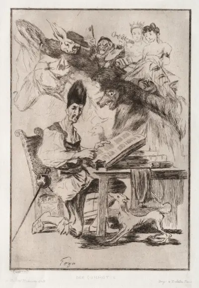 Don Quichote, after Goya av Félix Bracquemond