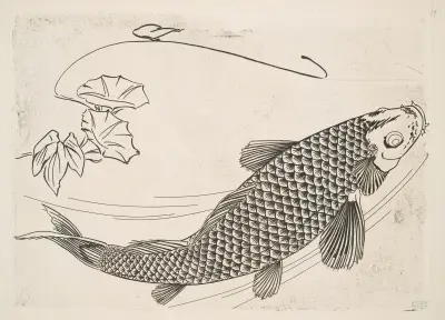 Stor fisk i japansk stil av Félix Bracquemond