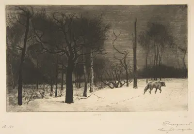Vinter (Vargen i snön) av Félix Bracquemond
