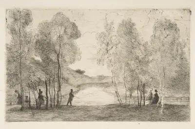 Sjön i Bois de Boulogne av Félix Bracquemond