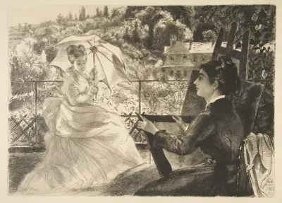 La Terrasse de la Villa Brancas av Félix Bracquemond