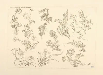 Japanische Vögel und Blumen, 1866 – Nr. 2 von Félix Bracquemond