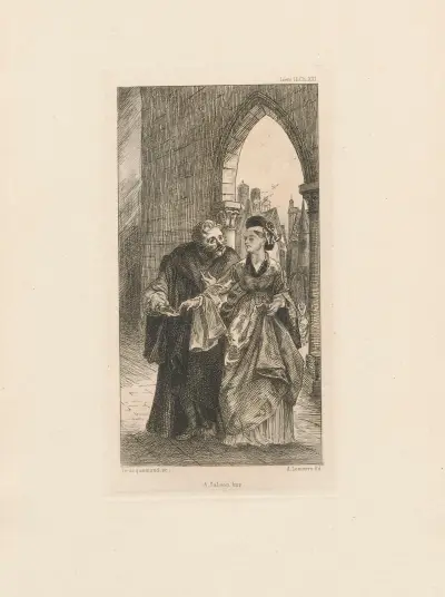 Panurge amoureux de la `haulte dame` av Félix Bracquemond