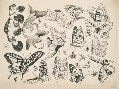 Papillons et poissons von Félix Bracquemond