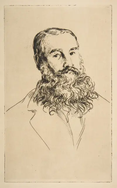 Portrait of Charles Leland av Félix Bracquemond