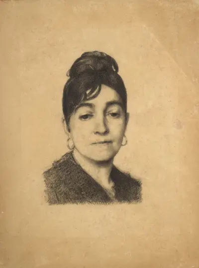 Porträtt av Marie Bracquemond av Félix Bracquemond