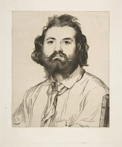 Porträtt av Zacharie Astruc av Félix Bracquemond