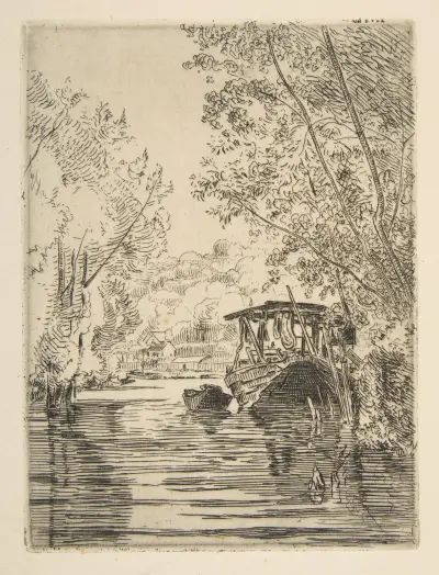 Färgarens båt (Bas-Meudon) av Félix Bracquemond