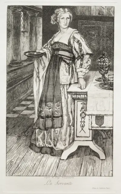 Tjänsteflickan, efter H. Leys av Félix Bracquemond