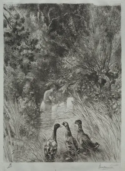 The Surprised Ducks av Félix Bracquemond