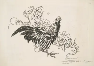 En tupp och snårvindor av Félix Bracquemond
