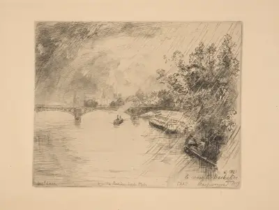 Vy över bron Pont des Saints-Pères av Félix Bracquemond