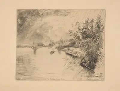 Utsikt från Pont des Saints-Pères av Félix Bracquemond