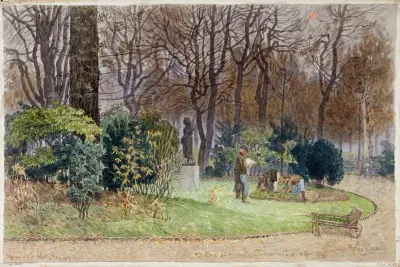 Jardiniers dans le square de la mairie du 14ème arrondissement, 15-16 novembre 1917 av Félix Brard
