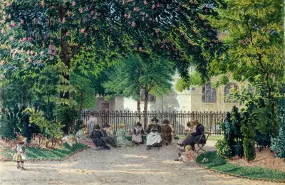 Stickande kvinnor på square de la mairie, 14:e arrondissementet, maj 1918 av Félix Brard