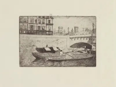 Péniches au Pont-Neuf av Félix Vallotton
