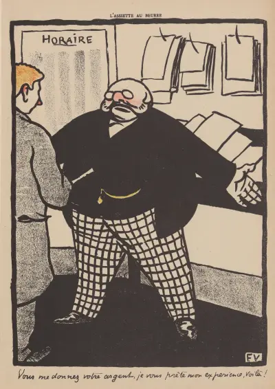 Vous me donnez votre argent, je vous prête mon experience, voilà! av Félix Vallotton