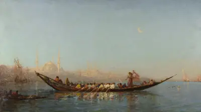 Constantinople, Le Caïque De La Sultane av Félix Ziem