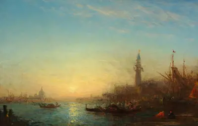Solnedgång vid Quai des Esclavons av Félix Ziem