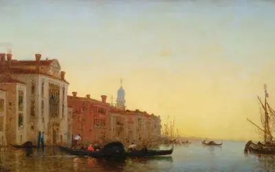 Gondol som korsar Grand Canals inlopp av Félix Ziem