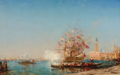 Himmelsfärdsfesten i Venedig, kanonsaluten av Félix Ziem