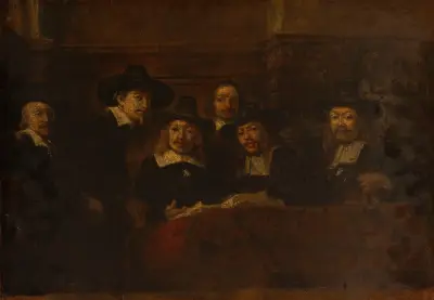 Kopior av syndikerna i klädeshandlarnas skrå efter Rembrandt av Félix Ziem