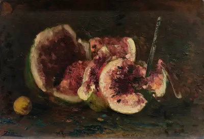 Nature Morte Aux Pastèques Et Couteau av Félix Ziem