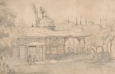 Pavilion Near a Mosque (recto) av Félix Ziem