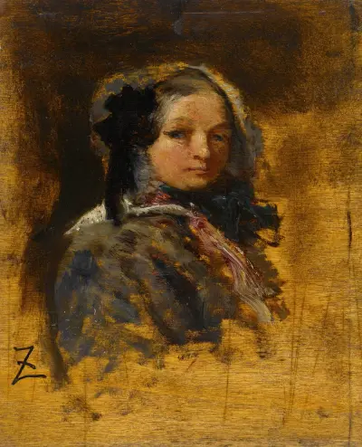 Portrait de jeune fille av Félix Ziem