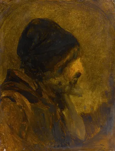 Manshuvud, efter Rembrandt av Félix Ziem