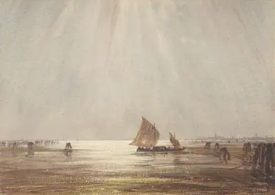 Venetiansk fiskebåt av Félix Ziem
