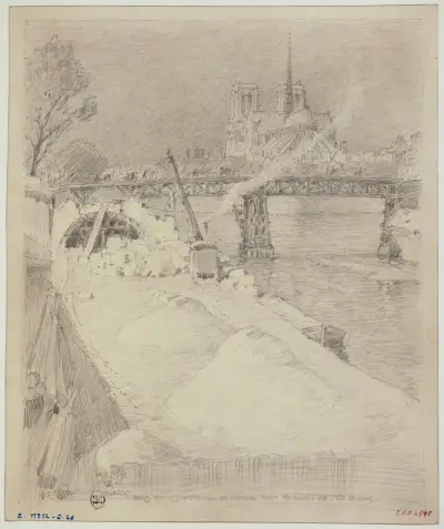 Stavba mostu Pont de la Tournelle, Ferdinand Boberg