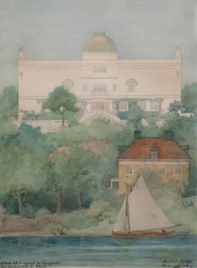 Skiss till byggnad för Thiels galleri av Ferdinand Boberg