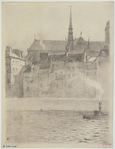 Gamla hus på Quai aux Fleurs av Ferdinand Boberg