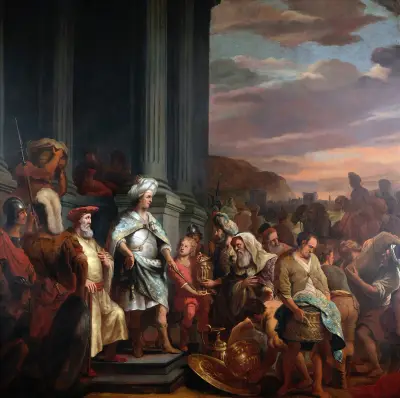 King Cyrus Handing over the Treasure Looted from the Temple of Jerusalem av Ferdinand Bol