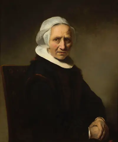 Portrait of an old woman in a white cap av Ferdinand Bol