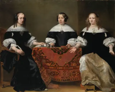 Portrait of the Three Regentesses of the Leprozenhuis, Amsterdam av Ferdinand Bol