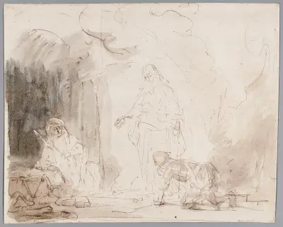 Samuel uppenbarar sig för Saul hos trollkvinnan i Endor av Ferdinand Bol