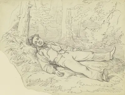 En hängd man liggande i skogen av Ferdinand Fellner