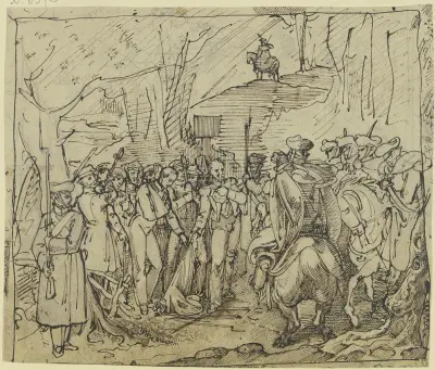 Die letzten zehn Soldaten vom vierten Regiment des polnischen Revolutionsheers betreten 1831 preußisches Gebiet av Ferdinand Fellner