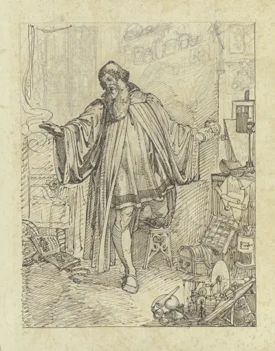 Faust i sin studerkammare, med giftbägaren i sin högra hand av Ferdinand Fellner